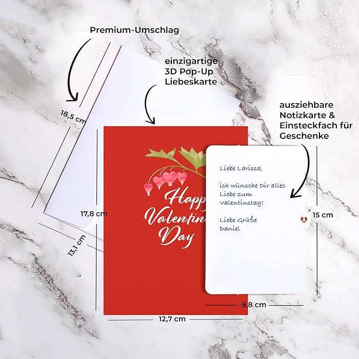 Lovepop Valentines Day Card for Her, Him - 3D Romantic Greeting Pop-Up Cards - Hearted Hummingbird - 5" x 7" - Blank Notecard & Envelope Included - Image 3