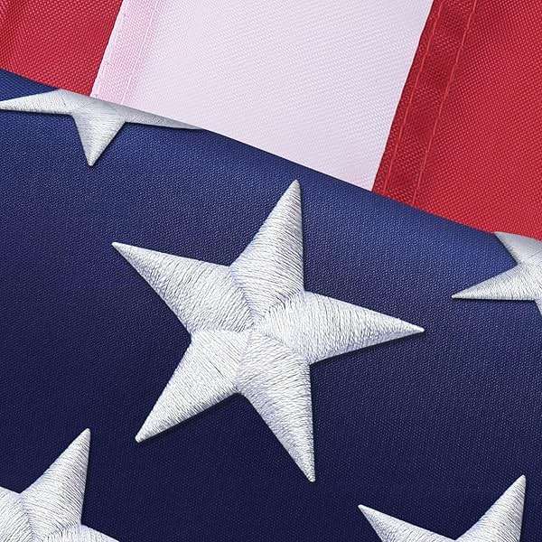 American Flag 4x6 FT Outdoor Heavy Duty – USA Polyester Flag with Embroidered Stars, Sewn Stripes, Brass Grommets, UV Fade Resistant for Outside Yard Garden Pole - Image 1