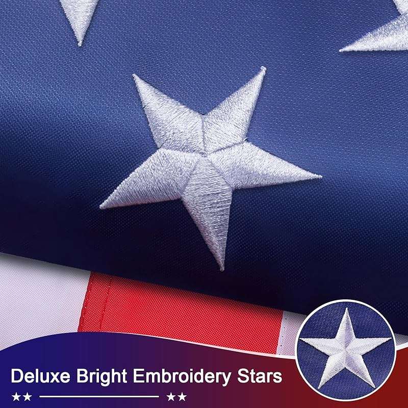 American Flag 4x6 FT Outdoor Heavy Duty – USA Polyester Flag with Embroidered Stars, Sewn Stripes, Brass Grommets, UV Fade Resistant for Outside Yard Garden Pole - Image 2