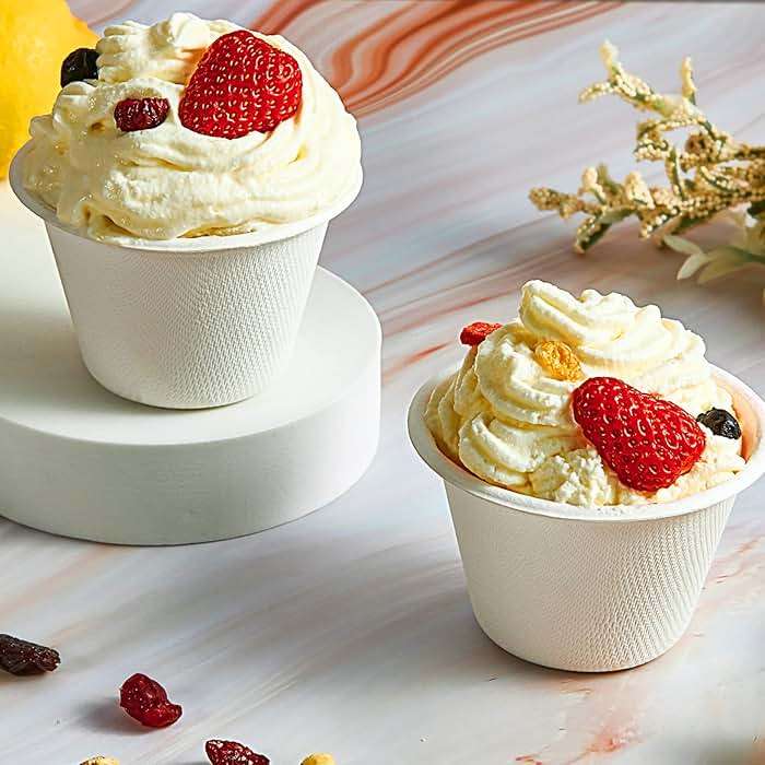 ECOLipak 200 Pack 4 oz Compostable Portion Cups, 100% Biodegradable Souffle Cups, Disposable Paper Cup for Condiment Samples - Image 2