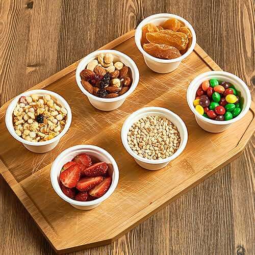 ECOLipak 200 Pack 4 oz Compostable Portion Cups, 100% Biodegradable Souffle Cups, Disposable Paper Cup for Condiment Samples - Image 4