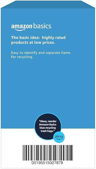 Amazon Basics Blue Recycling Drawstring Trash Bags, Tall Kitchen, Unscented, 13 Gallon, 60 Count - Image 5
