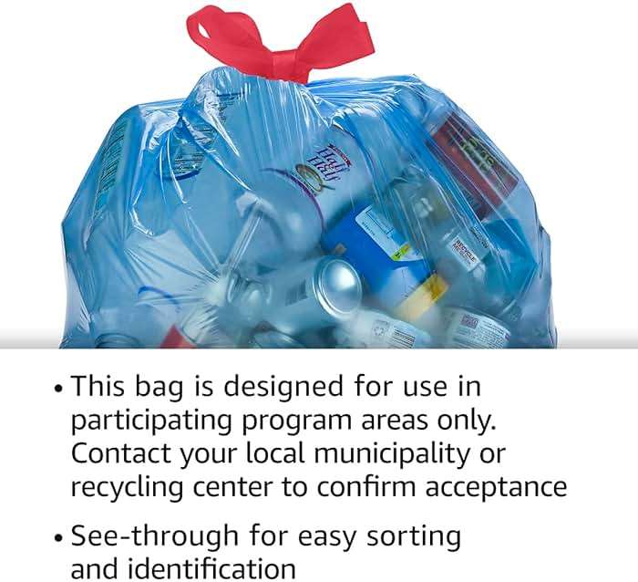 Amazon Basics Blue Recycling Drawstring Trash Bags, Tall Kitchen, Unscented, 13 Gallon, 60 Count - Image 6