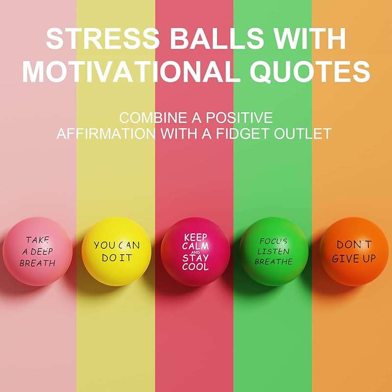 Lumarice Stress Balls (5 Pack) for Kids and Adults - Stress Relief Balls with Motivational Quetos - Hand Exercise Balls to Relieve Anxiety and Stress - Image 3