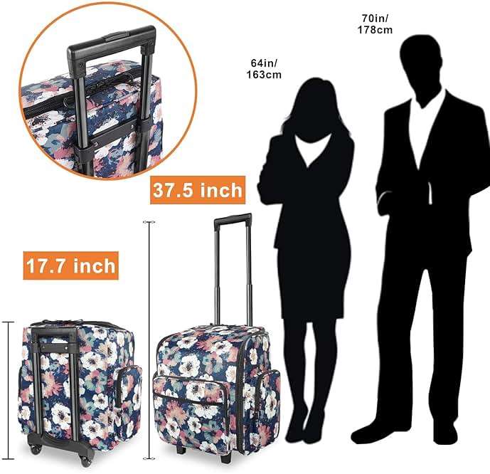 YOREPEK Rolling Craft Bag, Large Roller Scrapbook Tote with Wheels, Water Resistant Scrapbooking Rolling Briefcase for Scrap Book Stickers Supplies and Tools, Gift for Crafter Artist Teacher, Floral - Image 6