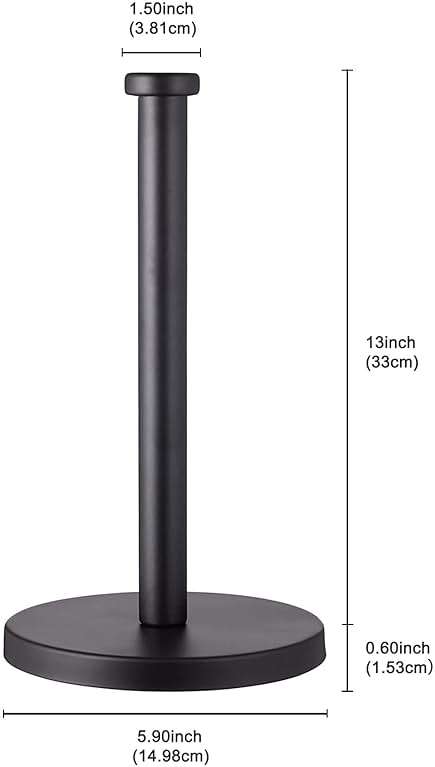 Black Standing Paper Towel Holder for Kitchen& Bathroom Countertop,Under Counter, Table Or BBQ, Standard or Jumbo-Sized Roll Paper (with Stainless Steel Base) - Image 3