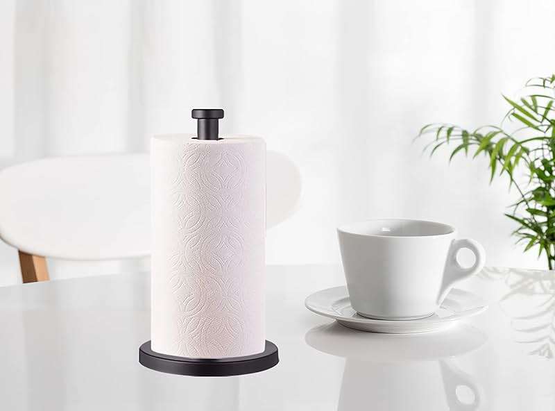 Black Standing Paper Towel Holder for Kitchen& Bathroom Countertop,Under Counter, Table Or BBQ, Standard or Jumbo-Sized Roll Paper (with Stainless Steel Base) - Image 7