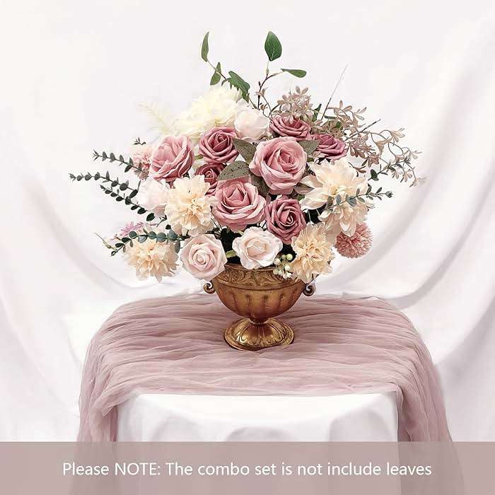 FACINOC Roses Artificial Flowers Pink Bouquets Box Set for DIY Bridal Wedding Shower Decorations Fake Floral Arrangements for Party Table Centerpieces Home Decor Indoor Outdoor Dusty Blush 19pcs - Image 3
