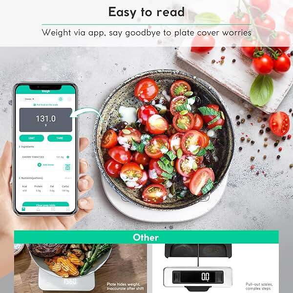 Arboleaf Smart Food Kitchen Scale, 22lb Digital Food Scale with Nutritional Calculator, USB Rechargeable, Smart Weighing with App for Macro, Keto, Calorie, Cooking, Grams and Ounces, 0.1oz/0.5g, White - Image 3