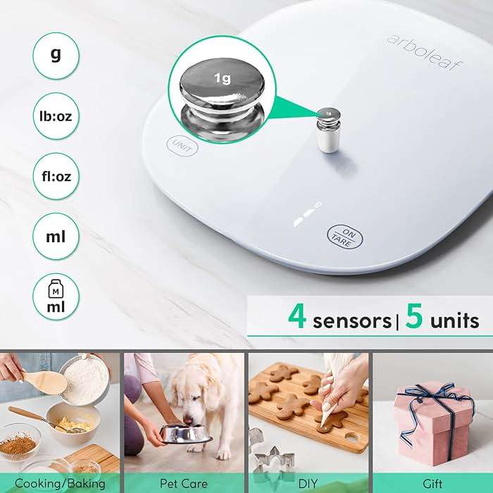 Arboleaf Smart Food Kitchen Scale, 22lb Digital Food Scale with Nutritional Calculator, USB Rechargeable, Smart Weighing with App for Macro, Keto, Calorie, Cooking, Grams and Ounces, 0.1oz/0.5g, White - Image 5