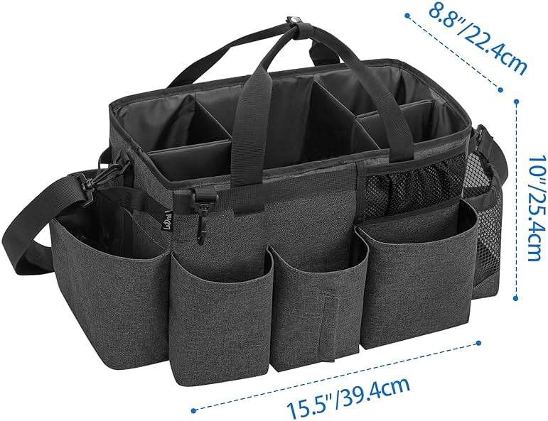 LoDrid Wearable Cleaning Caddy Bag with 4 Foldable Dividers, Cleaning Supply Organizer with Shoulder Strap and Side Handles for Cleaners & Housekeepers, Black - Image 4