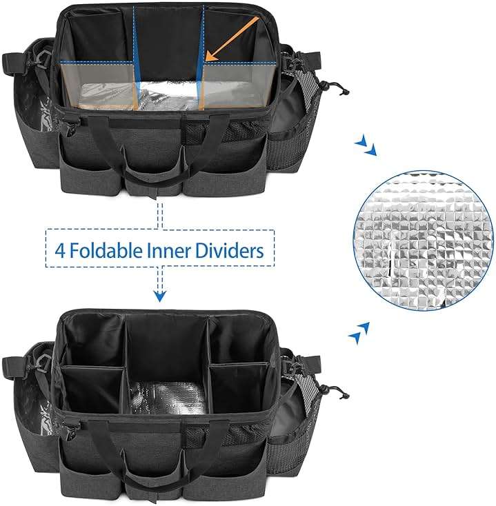 LoDrid Wearable Cleaning Caddy Bag with 4 Foldable Dividers, Cleaning Supply Organizer with Shoulder Strap and Side Handles for Cleaners & Housekeepers, Black - Image 5