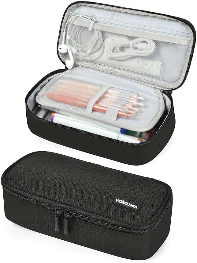 YOKUMA Pencil Case,Large Capacity Pencil Pouch,Aesthetic Zipper Pencil Box, Back to School Supplies for College Student Teen Adults,Travel Essentials,Electronic Cable Organize - Image 1