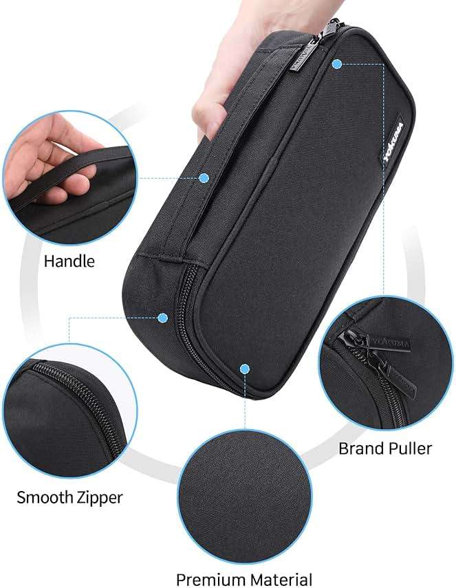 YOKUMA Pencil Case,Large Capacity Pencil Pouch,Aesthetic Zipper Pencil Box, Back to School Supplies for College Student Teen Adults,Travel Essentials,Electronic Cable Organize - Image 5