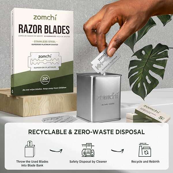 ZOMCHI Double Edge Razor Blades, 100 Count Stainless Steel Refills | 60 individually wrapped blades, fits standard double edge razors, stainless steel material, convenient refills - Image 6