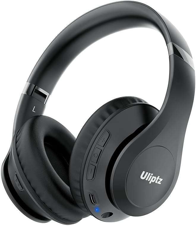 Uliptz Wireless Bluetooth Headphones, 65H Playtime, 6 EQ Sound Modes, HiFi Stereo Over Ear Headphones with Microphone, Foldable Lightweight Bluetooth 6.0 Headset for Travel/Office/Cellphone/PC - Image 1