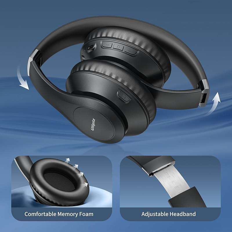 Uliptz Wireless Bluetooth Headphones, 65H Playtime, 6 EQ Sound Modes, HiFi Stereo Over Ear Headphones with Microphone, Foldable Lightweight Bluetooth 6.0 Headset for Travel/Office/Cellphone/PC - Image 4