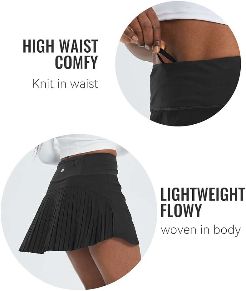 baleaf Women's Pleated Tennis Skirt Golf Skorts for Woman High Waisted Lightweight Athletic Shorts Pockets - Image 4