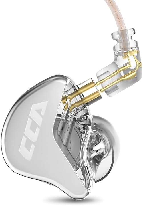 CCA CRA in Ear Monitor Headphones, Ultra-Thin Diaphragm Dynamic Driver IEM Earphones, Clear Sound & Deep Bass, Wired Gaming Earbuds with Tangle-Free Detachable Cable for Singer Musicians Drummers DJ - Image 1