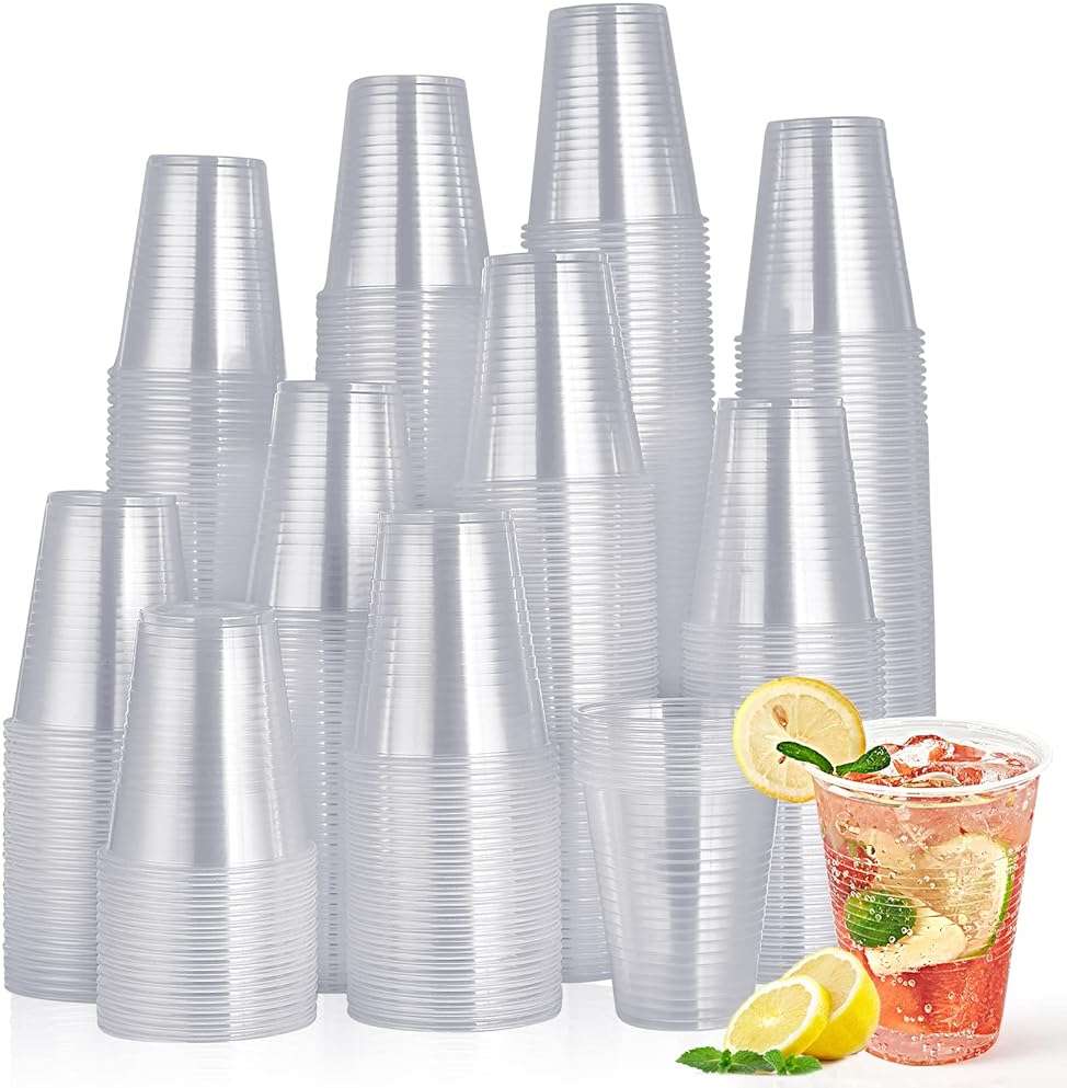 Turbo Bee 420 Pack 16oz Clear Disposable Plastic Cups,Cold/Hot Drinking Cups,Transparent Plastic Party Container for Water, Iced Cold Coffee, Juice, Soda - Image 1