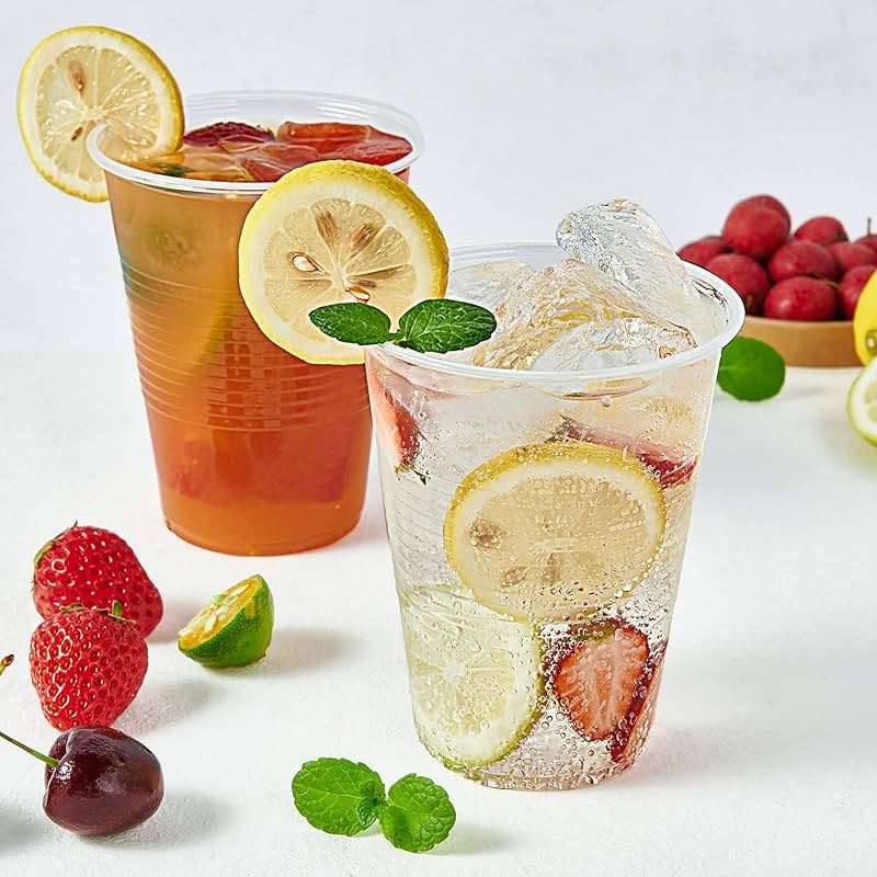 Turbo Bee 420 Pack 16oz Clear Disposable Plastic Cups,Cold/Hot Drinking Cups,Transparent Plastic Party Container for Water, Iced Cold Coffee, Juice, Soda - Image 2