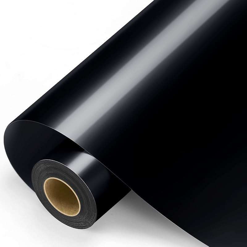 Black Permanent Vinyl - Glossy Black Adhesive Vinyl Roll for All Cutting Machine, Permanent Outdoor 12" x11FT for Decor Sticker, Car Decal, Scrapbooking, Signs, Glossy & Waterproof - Image 1