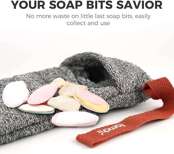 ZOMCHI Soap Saver Bags for Bar Soap, 2 Pack, Deep Texture Grey | Nylon mesh helps create rich lather, hanging loop, quick drying design, roomy pouch for bath and shower routines - Image 4