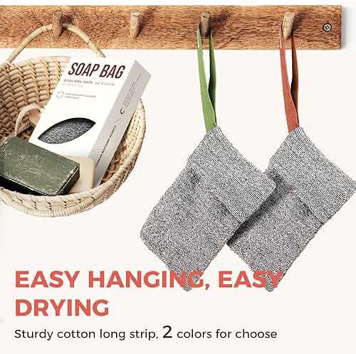 ZOMCHI Soap Saver Bags for Bar Soap, 2 Pack, Deep Texture Grey | Nylon mesh helps create rich lather, hanging loop, quick drying design, roomy pouch for bath and shower routines - Image 7
