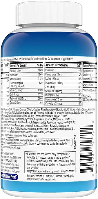 Centrum Multivitamin for Men, Multivitamin/Multimineral Supplement with Vitamin D3, B Vitamins and Antioxidants, Gluten Free, Non-GMO Ingredients -Tablet 200 Count - Image 11