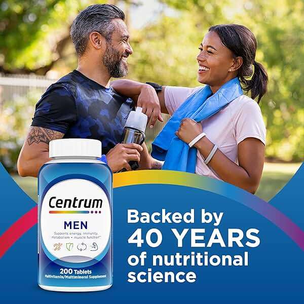 Centrum Multivitamin for Men, Multivitamin/Multimineral Supplement with Vitamin D3, B Vitamins and Antioxidants, Gluten Free, Non-GMO Ingredients -Tablet 200 Count - Image 6