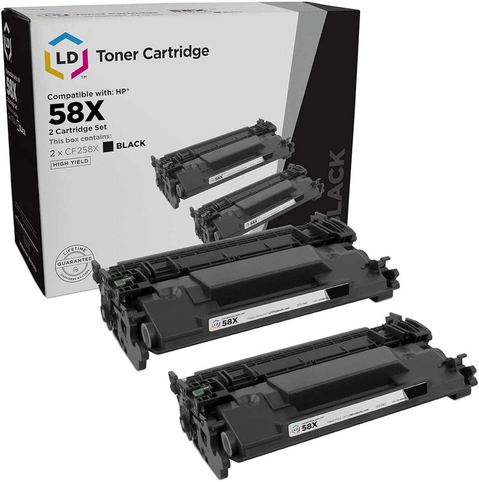 LD Products Compatible Toner Cartridge Replacement / Compatible with HP 58X / CF258X HY (Black, 2PK with CHIP) for LaserJet Pro M404dn M404dw M404n MFP M428fdn MFP M428fdw New Working CHIP Installed - Image 1