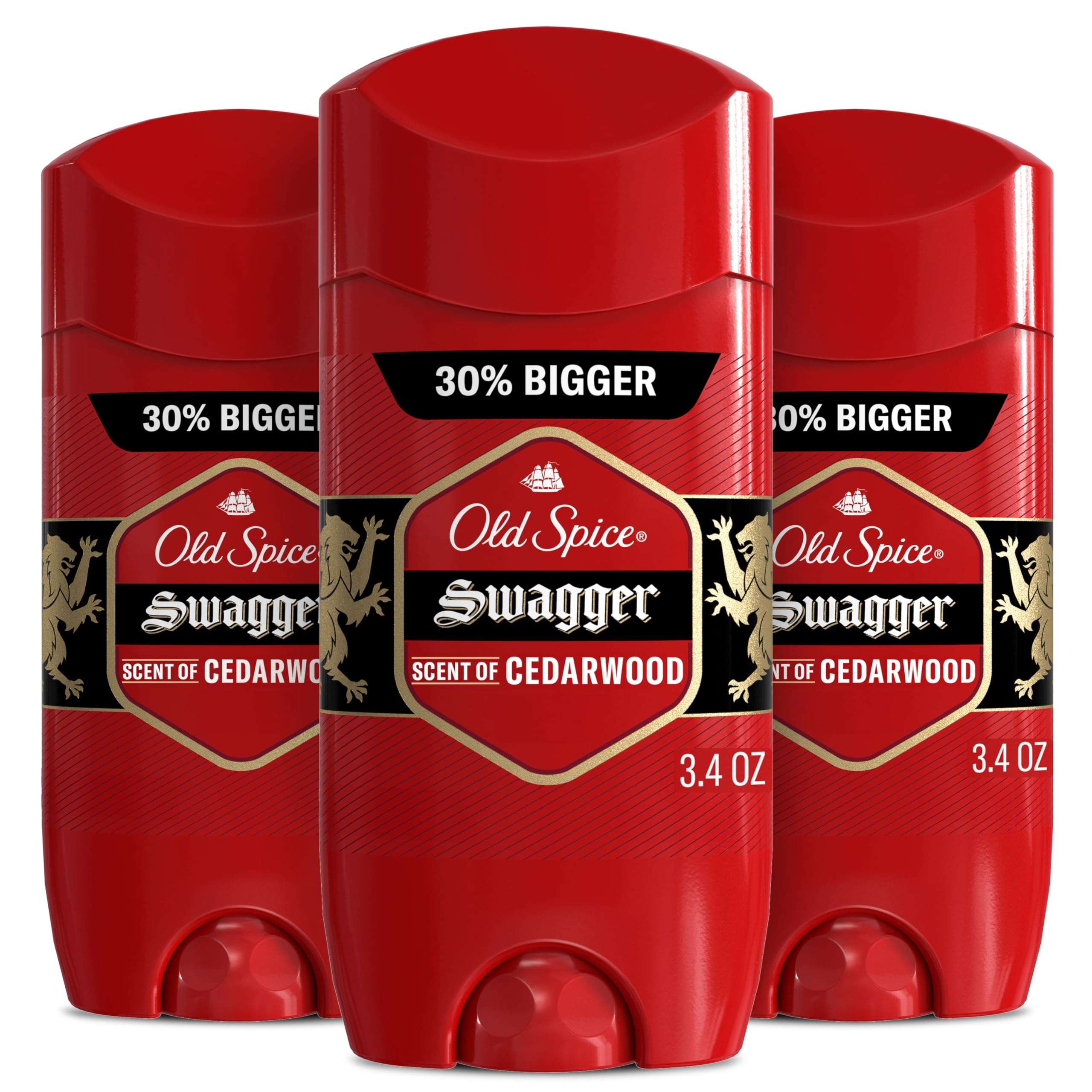 Old Spice Antiperspirant Deodorant for Men, 24/7 Sweat & Odor Protection, 24/7 Lasting Freshness, Invisible Solid, Swagger with Cedarwood Scent, 3.4 oz (Pack of 3) - Image 1