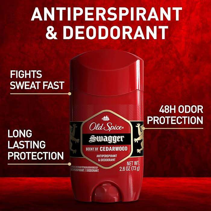 Old Spice Antiperspirant Deodorant for Men, 24/7 Sweat & Odor Protection, 24/7 Lasting Freshness, Invisible Solid, Swagger with Cedarwood Scent, 3.4 oz (Pack of 3) - Image 2