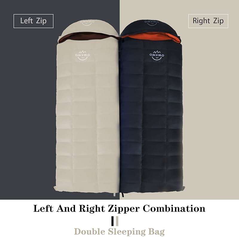OMVMO -10°F 0°F 10°F 15°F Down Sleeping Bag for Adults,800/650 Fill Power,Ultralight Wearable 4 Season Cold Weather Rectangle Sleeping Bag for Camping Hiking,Can be Used as a Down Blanket or Cloak - Image 5