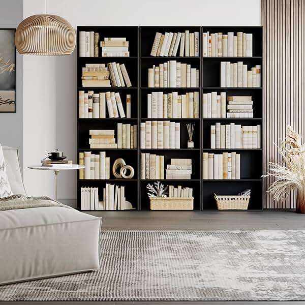 FOTOSOK 6-Tier Open Bookcase and Bookshelf, Freestanding Display Storage Shelves Tall Bookcase for Bedroom, Living Room and Office, Black - Image 4