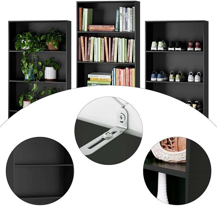 FOTOSOK 6-Tier Open Bookcase and Bookshelf, Freestanding Display Storage Shelves Tall Bookcase for Bedroom, Living Room and Office, Black - Image 7