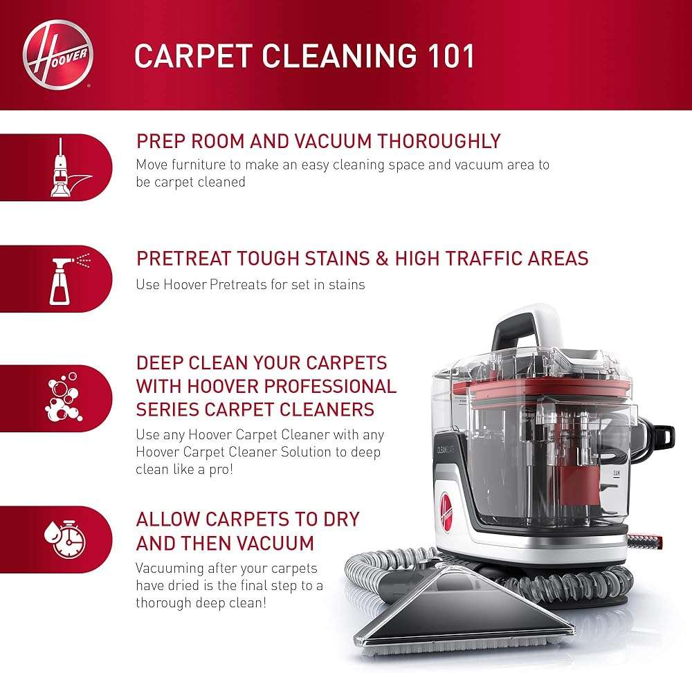 Hoover CleanSlate XL Deep Cleaning Carpet + Upholstery Spot Cleaner Machine with Specialized Tools, Permanent Stain Remover, Pair with Hoover Portable Spot Cleaner Solution - Image 8