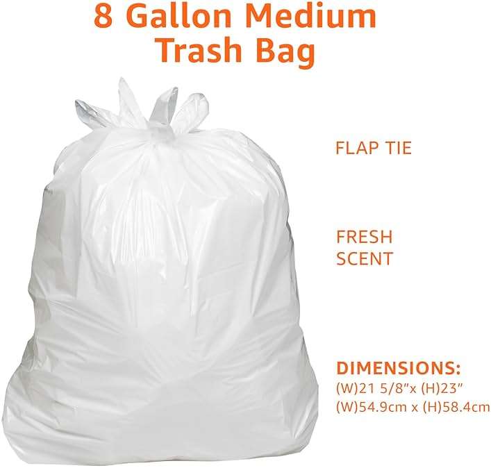 Amazon Basics 8 Gallon Flap Tie Trash Bags, Fresh Scent, 80 Count - Image 4