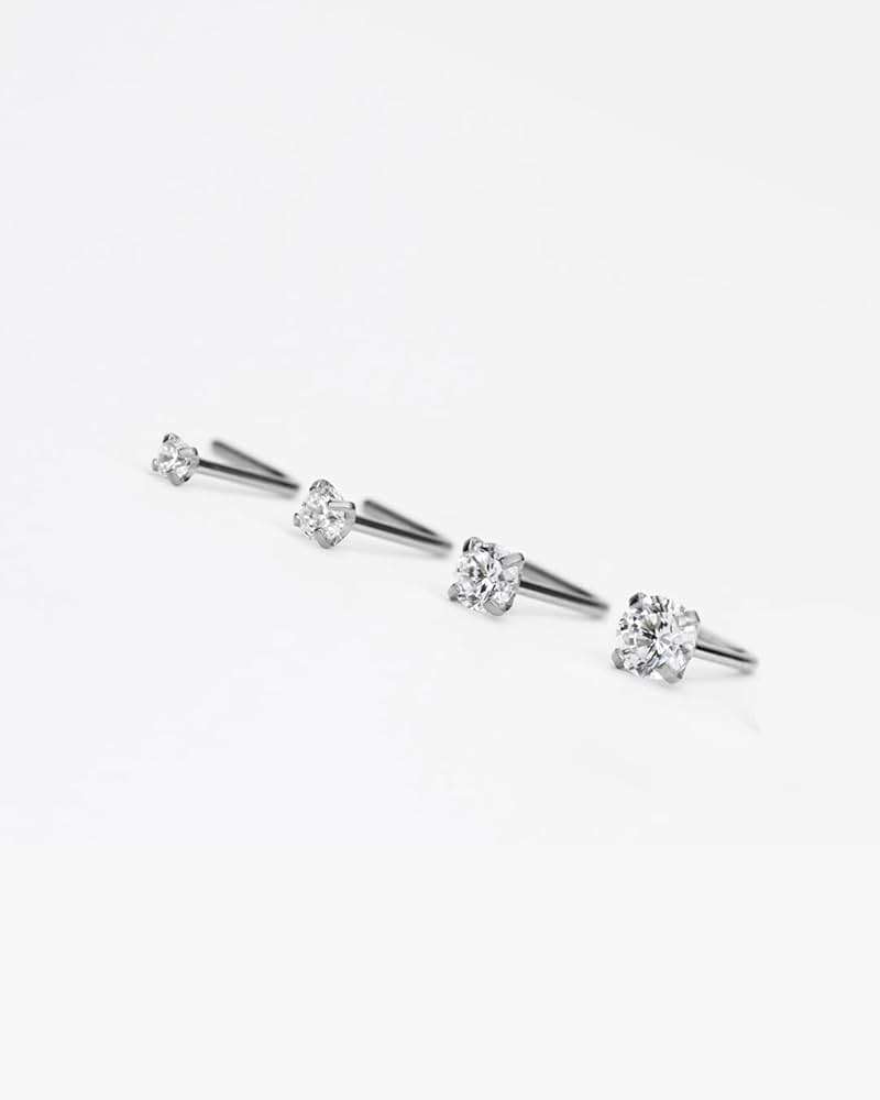 FANSING 316L Surgical Steel Nose Rings L Shape Diamond Nose Studs Hypoallergenic Nostril Piercing Jewelry CZ Nose Screw for Women & Men, Clear/AB/Black, 1.5/2.0/2.5/3.0/4.0mm, 22/20/18 Gauge - Image 3