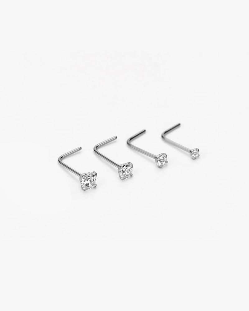 FANSING 316L Surgical Steel Nose Rings L Shape Diamond Nose Studs Hypoallergenic Nostril Piercing Jewelry CZ Nose Screw for Women & Men, Clear/AB/Black, 1.5/2.0/2.5/3.0/4.0mm, 22/20/18 Gauge - Image 4