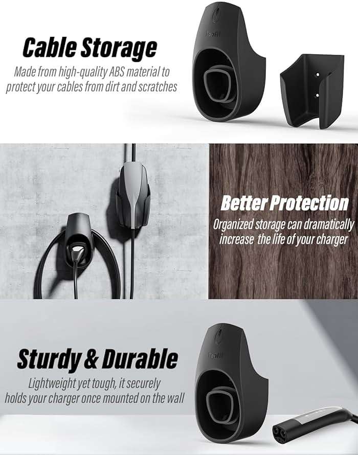 BMZX EV Charger Holder for Tesla, Wall Mount Kit for Tesla Charger Holder, Charging Cable Organizer with Charger Slot Fit for Model 3/Y/S/X - Image 2