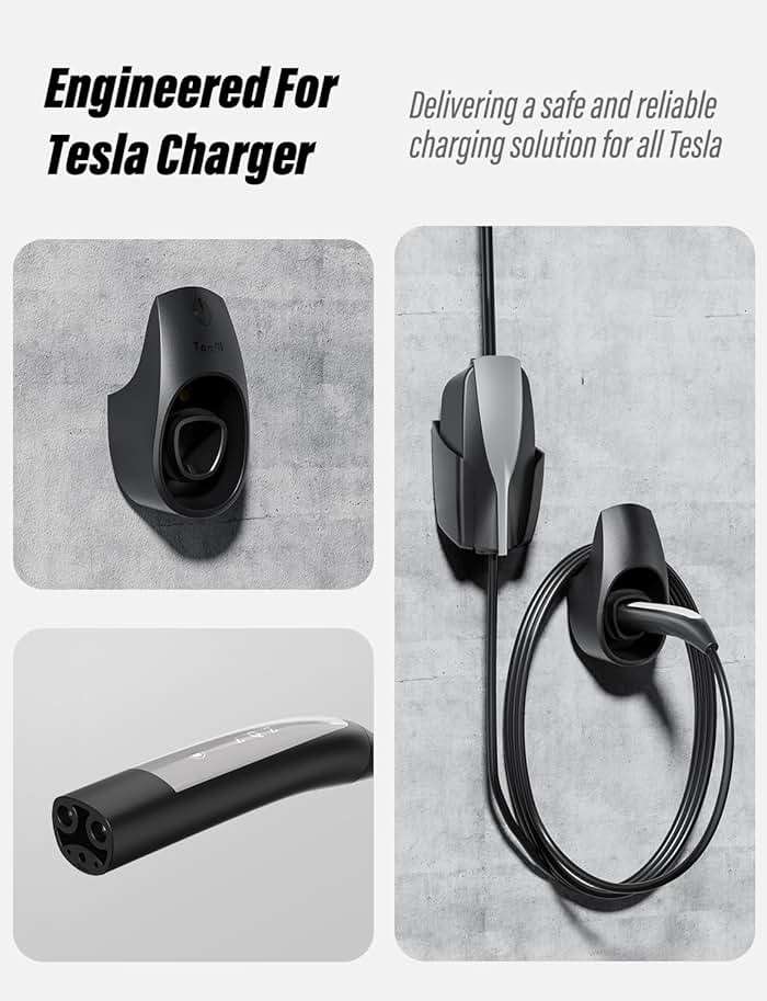 BMZX EV Charger Holder for Tesla, Wall Mount Kit for Tesla Charger Holder, Charging Cable Organizer with Charger Slot Fit for Model 3/Y/S/X - Image 4