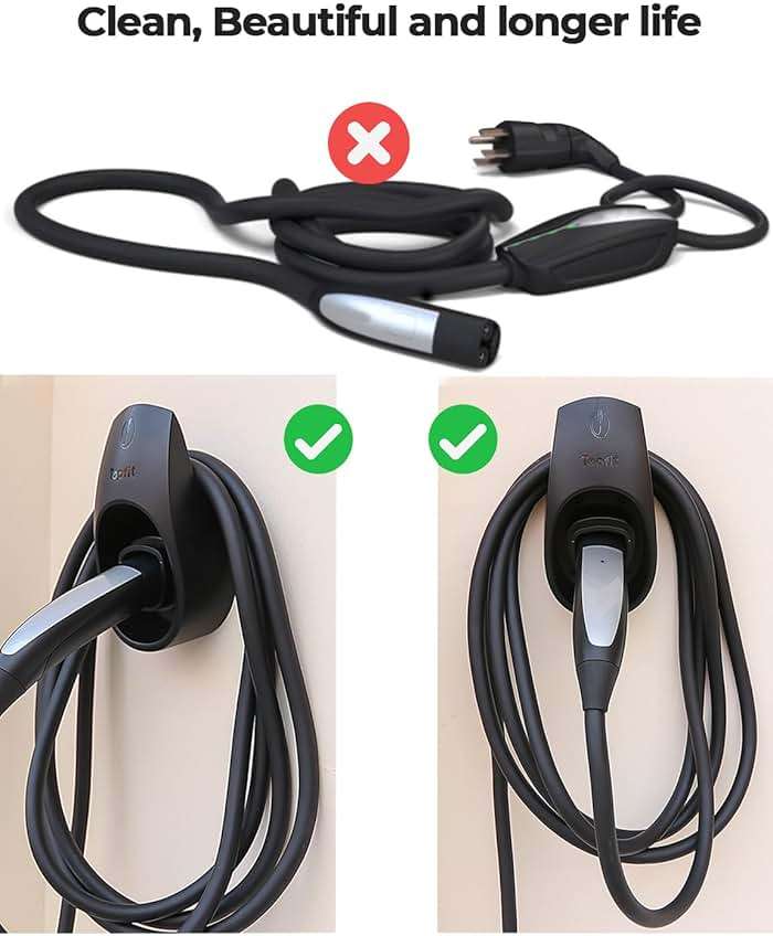 BMZX EV Charger Holder for Tesla, Wall Mount Kit for Tesla Charger Holder, Charging Cable Organizer with Charger Slot Fit for Model 3/Y/S/X - Image 8