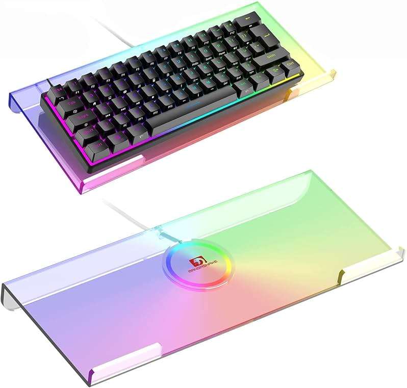 SELORSS Clear 366 Kinds RGB Acrylic Tilted Computer Keyboard Holder,PC Keyboard Stand Tray Holder for Easy Ergonomic Typing and Working at Home and Office Upgraded Version - Image 1