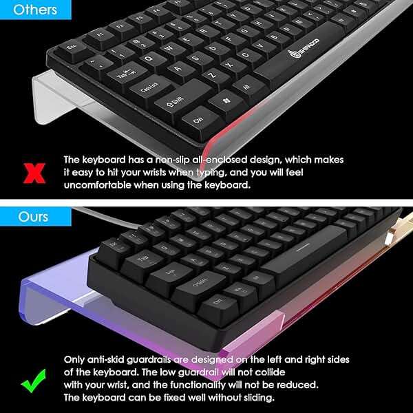 SELORSS Clear 366 Kinds RGB Acrylic Tilted Computer Keyboard Holder,PC Keyboard Stand Tray Holder for Easy Ergonomic Typing and Working at Home and Office Upgraded Version - Image 2