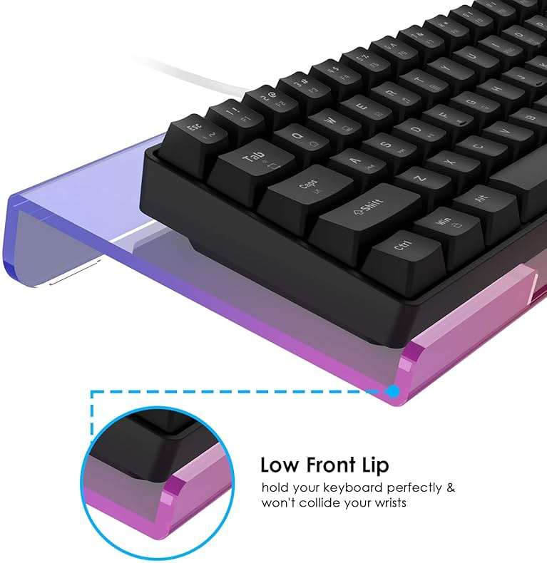 SELORSS Clear 366 Kinds RGB Acrylic Tilted Computer Keyboard Holder,PC Keyboard Stand Tray Holder for Easy Ergonomic Typing and Working at Home and Office Upgraded Version - Image 4