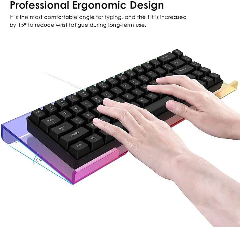 SELORSS Clear 366 Kinds RGB Acrylic Tilted Computer Keyboard Holder,PC Keyboard Stand Tray Holder for Easy Ergonomic Typing and Working at Home and Office Upgraded Version - Image 5