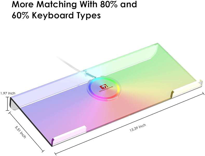 SELORSS Clear 366 Kinds RGB Acrylic Tilted Computer Keyboard Holder,PC Keyboard Stand Tray Holder for Easy Ergonomic Typing and Working at Home and Office Upgraded Version - Image 7