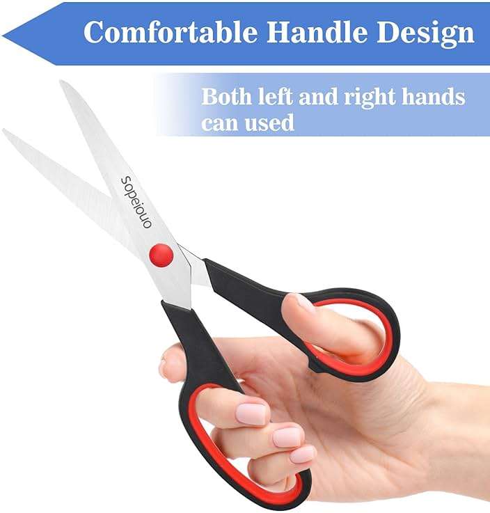 Scissors Set of 6-Pack, 8" Scissors All Purpose Comfort-Grip Handles, Sharp Scissor for Office Home School Craft Sewing Fabric Supplies, High/Middle School Student Teacher, Right/Left Hand - Image 4