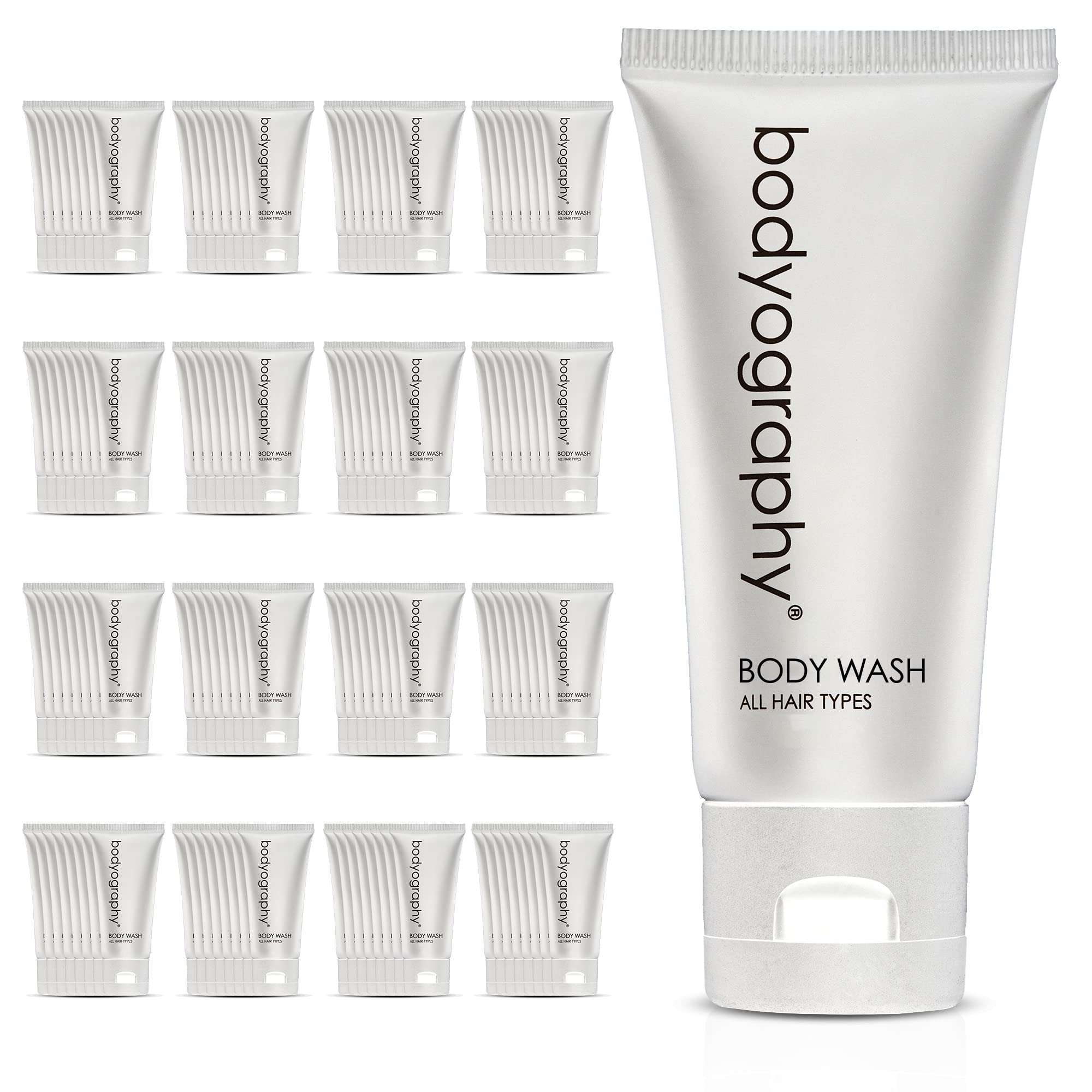 World Amenities - Bodyography blanc- Bulk Body Wash | 300 Count, 1.4oz | Vanilla White Tea, Mini Travel Size Toiletries (100% Recyclable Tube with Flip Top Cap) Hotel Amenities. - Image 1